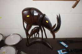 A large hardwood antelope carving, approx. 50cm high