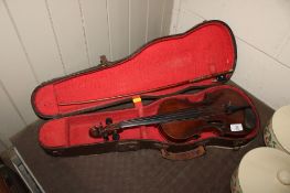A 19th Century violin bearing label for Jacobus Stainer in Absam Prope Oenipontum fitted case and