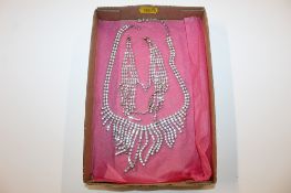 A diamanté set necklace and earrings