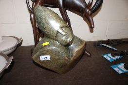 A modernist Shona Zimbabwe mid-Century hardstone carving, approx. 29cm high