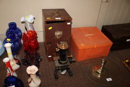 A Beck Ltd. London microscope with wooden carry case AF