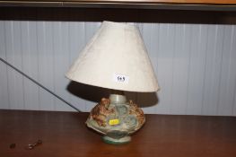 A Bernard Rooke pottery table lamp decorated with frogs