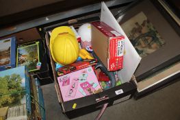 A box containing various children's toys to include a Duel Challenge, LOL etc.