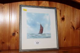 Anthony Osler, watercolour study depicting a sailing boat