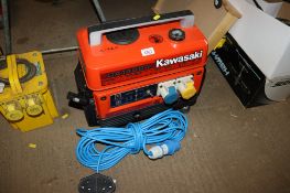 A Kawasaki GA1400A petrol generator with extension lead