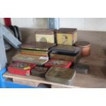Eleven various old tins