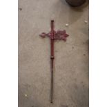 An early 17th Century weather vane / pointer with overpainted decoration on gold leaf, approx. 104cm