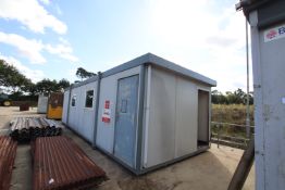 c.32ft x 12ft jack leg office cabin. Requires attention to roof and previously part of a larger