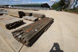 Quantity of 3.5inx1.5in c.11ft 6in and shorter used fencing rails.
