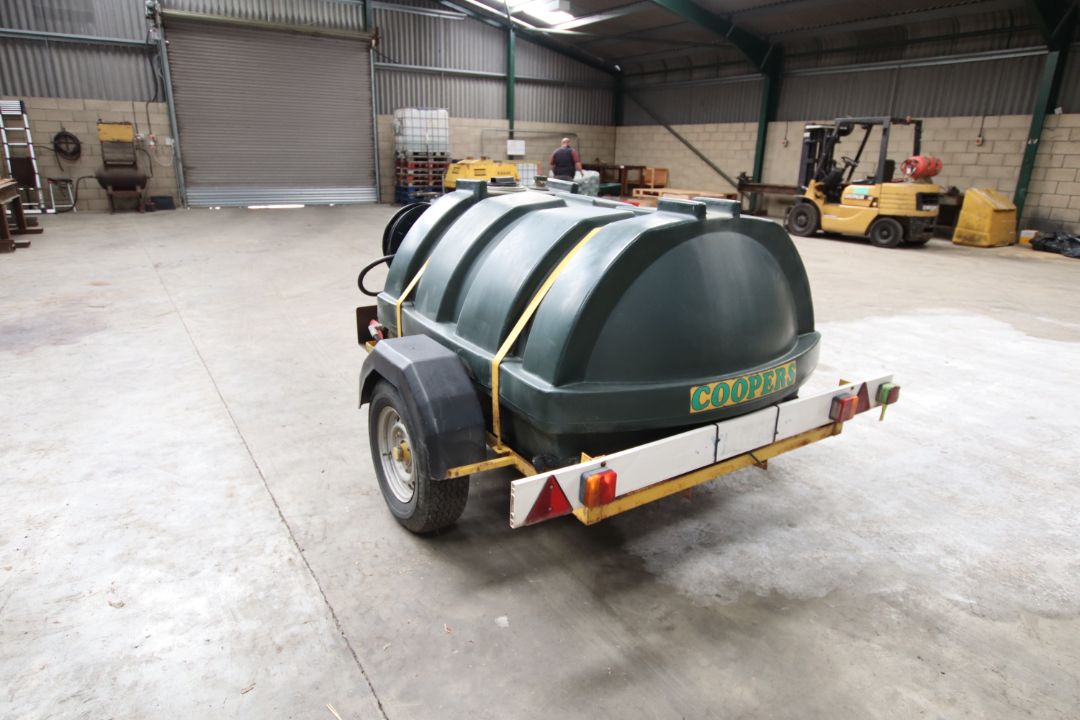 + VAT Coopers un-bunded fast tow diesel bowser. With 12v pump and recoil delivery hose. - Image 4 of 16
