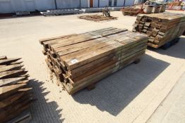 56x 6inx3in c.6ft 11in used square un-pointed fence posts.