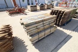Quantity of 3inx5in used square fence posts of varying lengths.