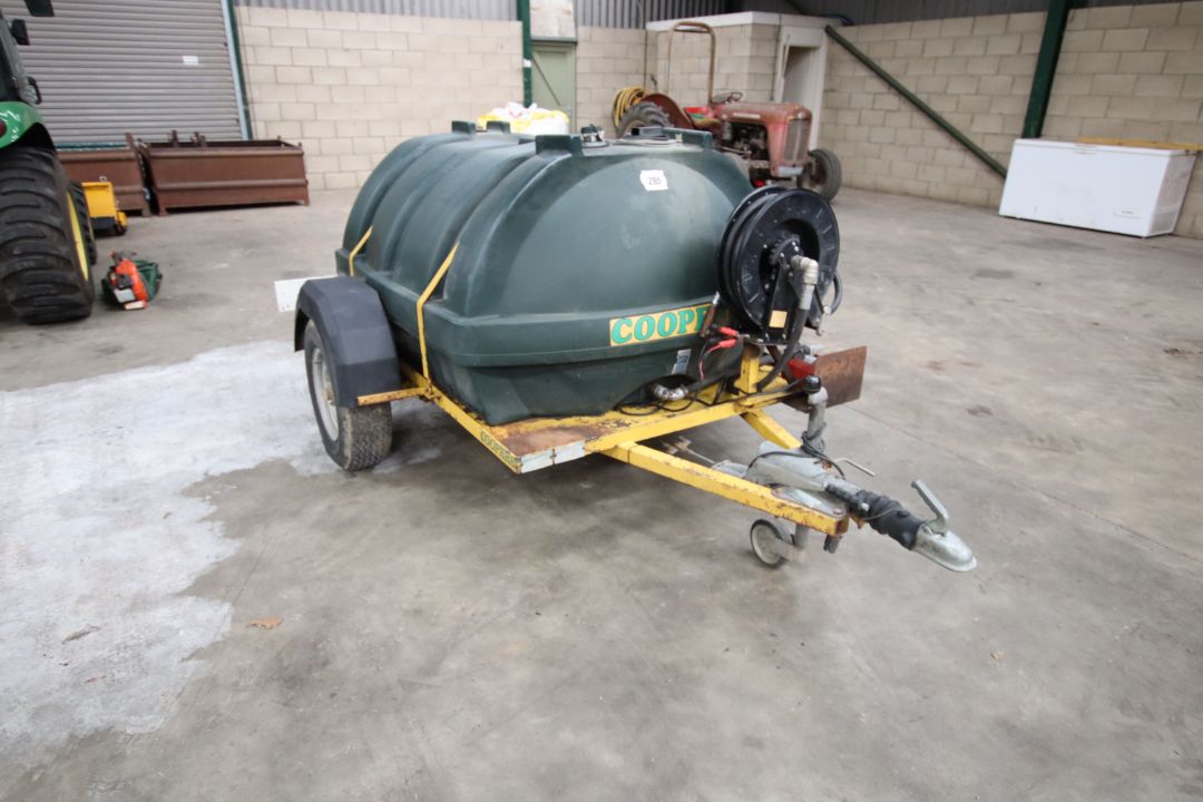 + VAT Coopers un-bunded fast tow diesel bowser. With 12v pump and recoil delivery hose. - Image 2 of 16