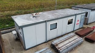 c.32ft x 12ft jack leg office cabin. Requires attention to roof and previously part of a larger