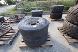 + VAT 4x 385/65R22.5 super single wheels and tyres. 10-stud centres.