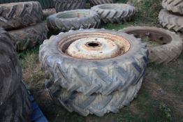 + VAT Pair of 13.6R36 Ford 1000 series rear wheels and tyres.