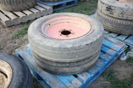 + VAT Pair of 7.50-20 wheels and tyres. Six-stud centres.