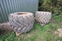 + VAT Pair of Good Year Terra Tires 66x43.00-25NHS Flotation wheels and tyres. 8-stud bolt-in