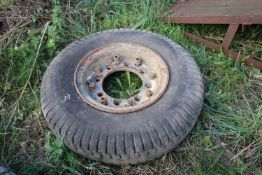 + VAT 9.00-16 military split rim wheel and tyre.