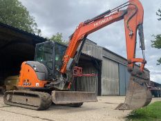 + VAT Hitachi Z-Axis ZX 55U-5A CLR zero-tail swing rubber track excavator. 2018. 3,319 hours. With