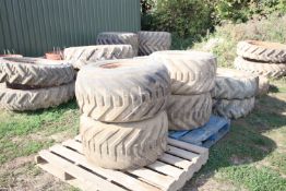 + VAT 4x 38x20.00-16.1 front flotation wheels and tyres. Six-stud centres.