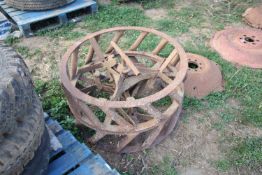+ VAT Pair of three star front cage wheels.