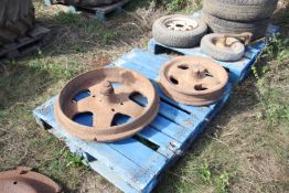 + VAT Fordson steel front wheel and Fordson cast front wheel rim.