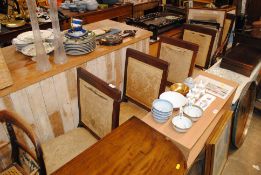 Five 19th Century mahogany Empire style dining chairs raised on sabre front supports, four standards