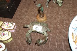 A cold painted bronze Kingfisher, mounted to wooden base, signed Dennis Matthews 1997 and bronze