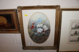 A watercolour still life study initialled to bottom right, contained in gilt frame