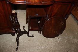 A graduated pair of mahogany occasional tables and a tripod table AF
