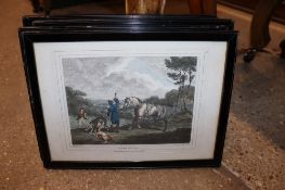 A collection of hare coursing prints; various black and white prints and others