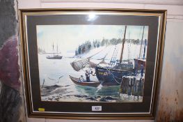 Joseph Porceil, watercolour depicting Lunenberg Harbour