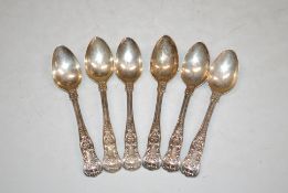 A set of six silver teaspoons, 232gms total weight