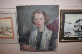 Vasco Lazzolo 1915-1984, mid-Century oil on canvas portrait study AF, signed to top right