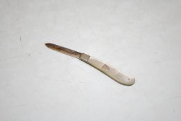 A mother of pearl handled and silver bladed fruit knife
