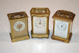 Three brass cased carriage clocks AF