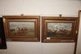Circle of Benjamin Herring Junior, pair of oils depicting racing scenes