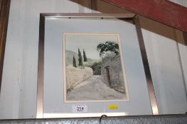 Lorenzo Rizzi, watercolour depicting Serravalce Italy