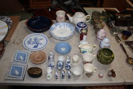 A quantity of various decorative items to include Wedgwood Jasperware; a Dartmouth Pottery vase;