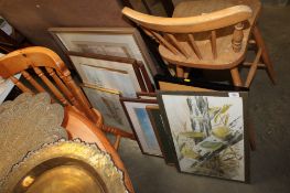 A collection of various pictures and prints to include P. Styan studies