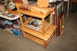 Two modern light oak coffee tables