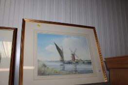 Graham Howlett, gilt framed watercolour study 'On The River Bure'