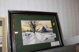 A framed and glazed watercolour study depicting Tunstall