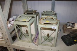 Four Jim Lawrence coach lanterns in Shaker Green