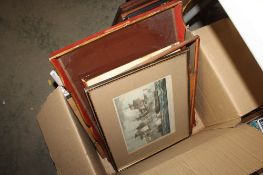 A box of various pictures and prints