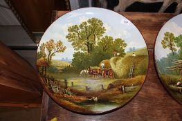 James Edwin Dean (1864-1935) for Minton, painted porcelain charger depicting a horse drawn cart,