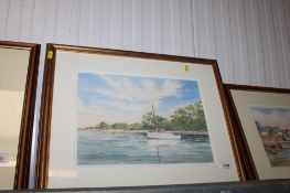 Judy Mattin, gilt framed watercolour study 'A Fox At The Rocks'