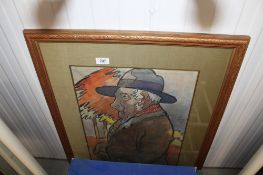 A gilt framed mixed media portrait study depicting a man