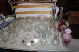 A collection of various table glassware to include classical decorated vase having rough pontil mark